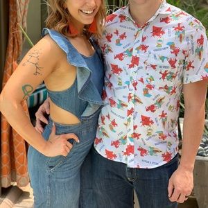 Denim backless jumpsuit